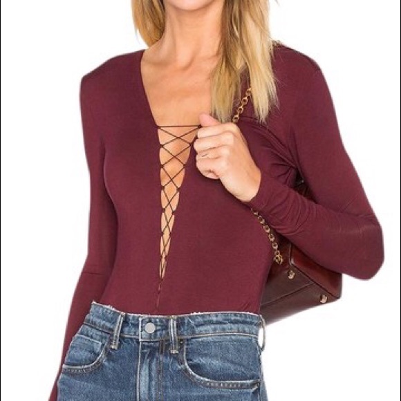 T by Alexander Wang Lace Up Stretch Bodysuit - Picture 3 of 7